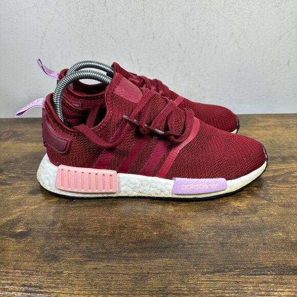 Adidas NMD R1 Collegiate Burgundy Red White B37646 Shoes Sneakers Women's  Size 7